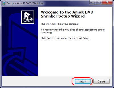 AmoK DVD Shrinker インストール